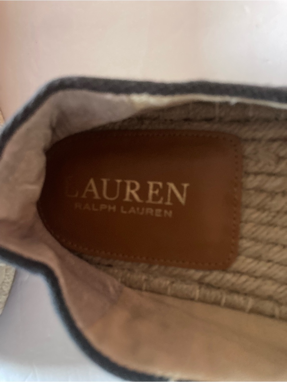 Ralph Lauren SZ 7.5 Black Espadrilles prominent white logo.Slip on flats. - Picture 2 of 9